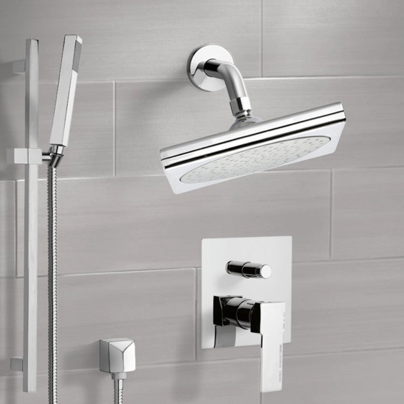 Rendino Chrome Shower System with 9 Rain Shower Head and Hand Shower HX534488779
