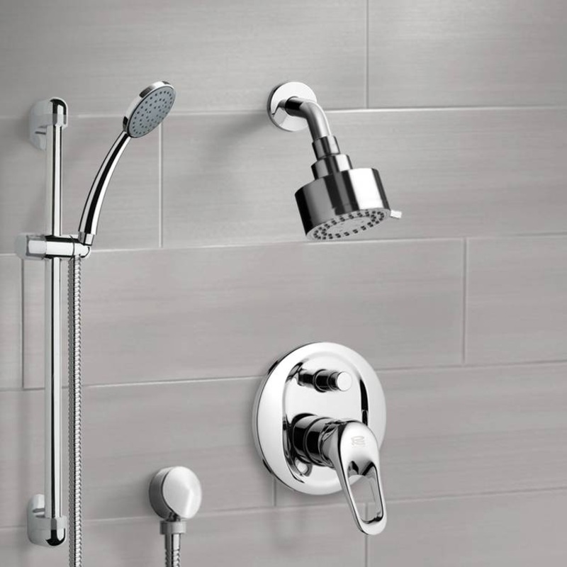 Rendino Chrome Shower System with Multi Function Shower Head and Hand Shower HX534488774