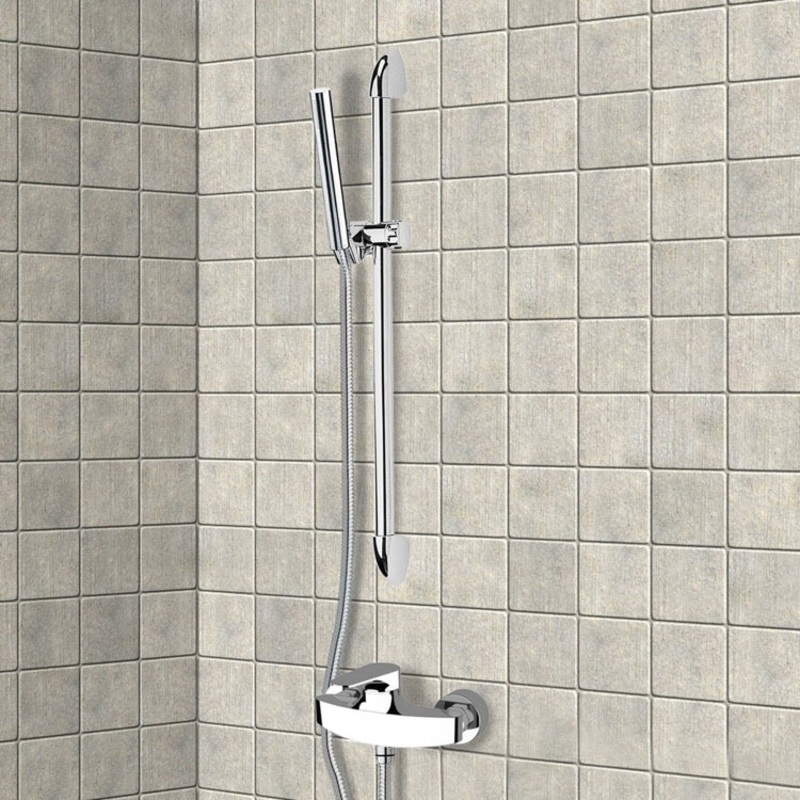 Rendino Chrome Slidebar Shower Set With Hand Shower HX534488721