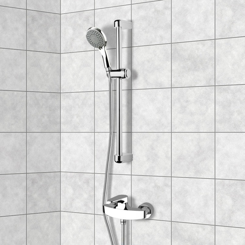 Rendino Chrome Slidebar Shower Set With Multi Function Hand Shower HX534488649