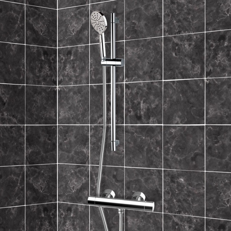 Rendino Chrome Thermostatic Slidebar Shower Set With Multi Function Hand Shower