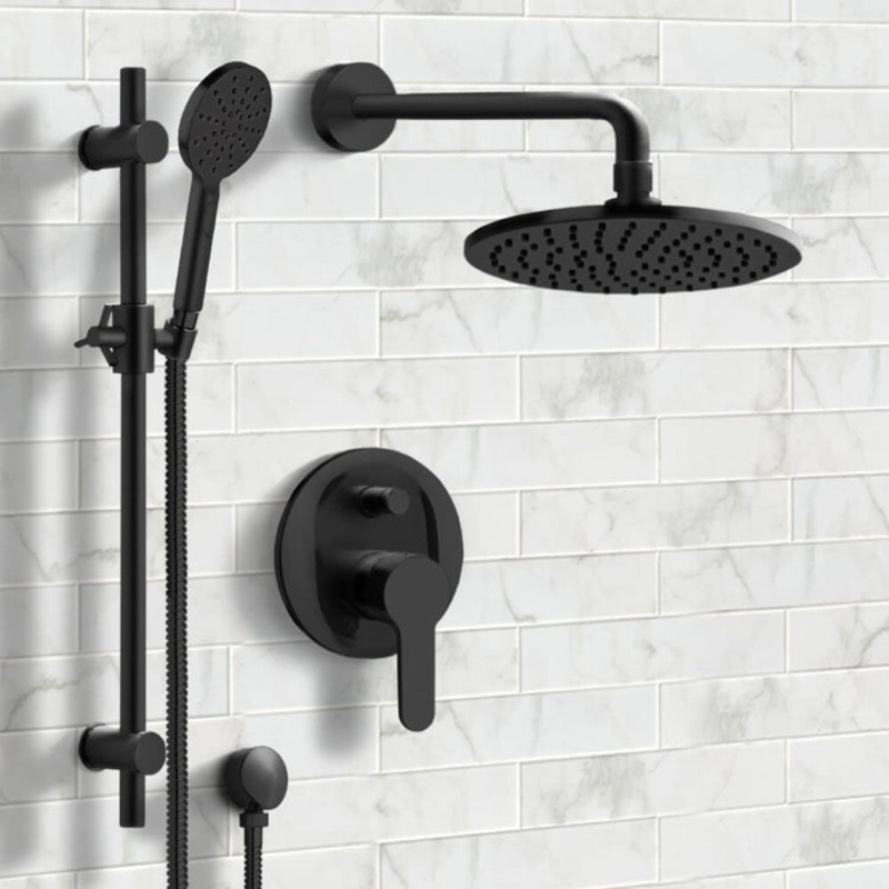 Rendino Matte Black Shower Set with 8 Rain Shower Head and Multi Function Hand Shower