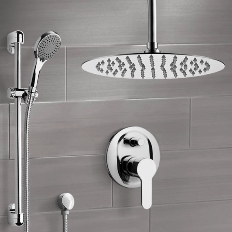 Galiano Chrome Ceiling Shower Set With 16 Rain Shower Head and Hand Shower