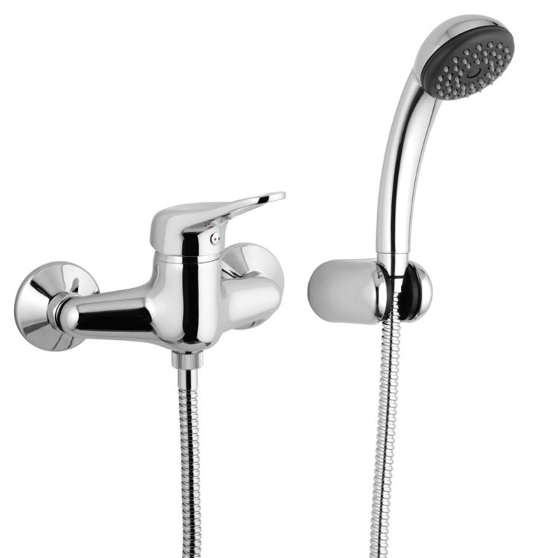 Kiss Wall-Mounted Shower Mixer With Hand Shower and Holder In Chrome