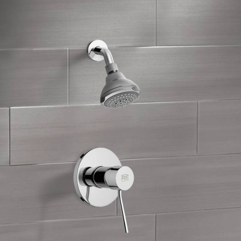 Mario Chrome Shower Faucet Set with 3 Rain Shower Head HX534488437