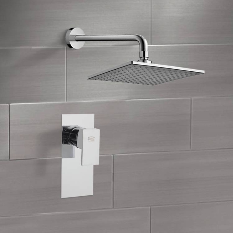 Mario Chrome Shower Faucet Set with 8 Rain Shower Head HX534488439