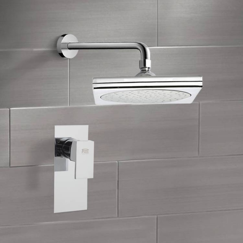 Mario Chrome Shower Faucet Set with 9 Rain Shower Head HX534488444
