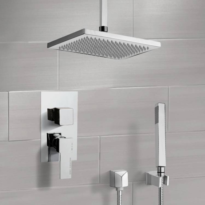 Primavera Shower System with Ceiling 9.5 Rain Shower Head and Hand Shower