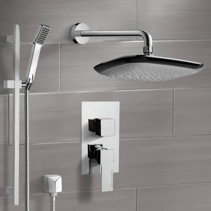 Rendino Chrome Shower System with 10 Rain Shower Head and Hand Shower HX534488417