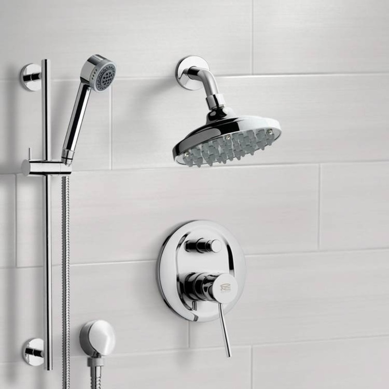 Rendino Chrome Shower System with 6 Rain Shower Head and Hand Shower HX534488447