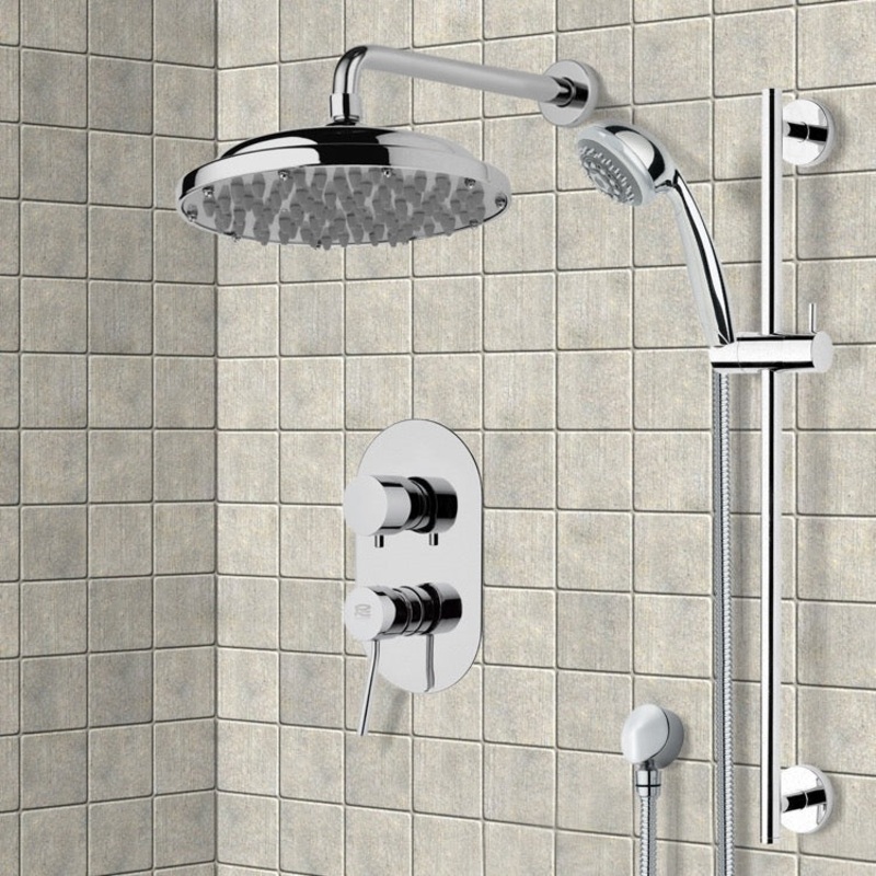 Rendino Chrome Shower System with 9 Rain Shower Head and Hand Shower HX534488465