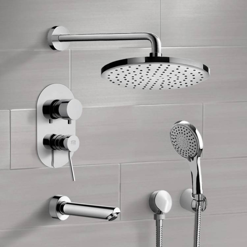 Tyga Chrome Tub and Shower Set with Rain Shower Head and Hand Shower