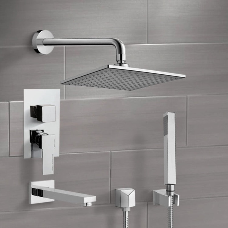 Tyga Chrome Tub and Shower System with 8 Rain Shower Head and Hand Shower HX534488480