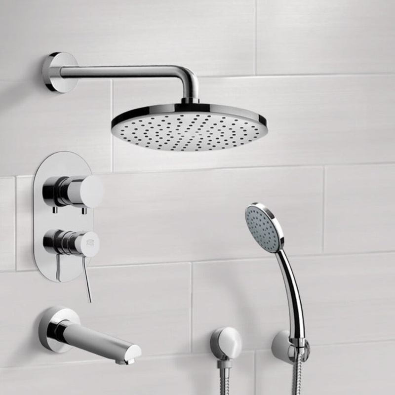Tyga Chrome Tub and Shower System with 8 Rain Shower Head and Hand Shower HX534488484