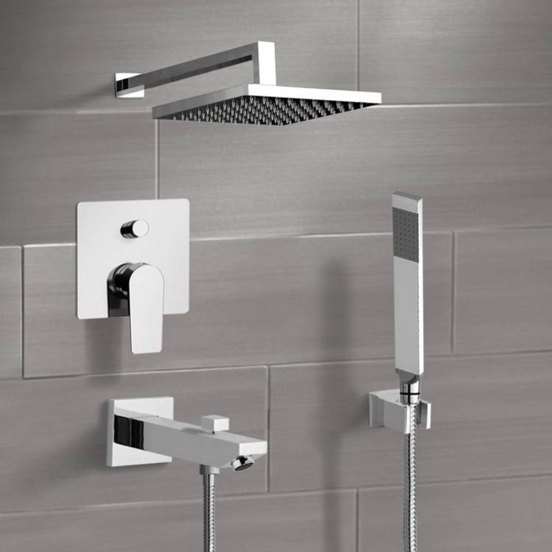 Tyga Chrome Tub and Shower System with Rain Shower Head and Hand Shower