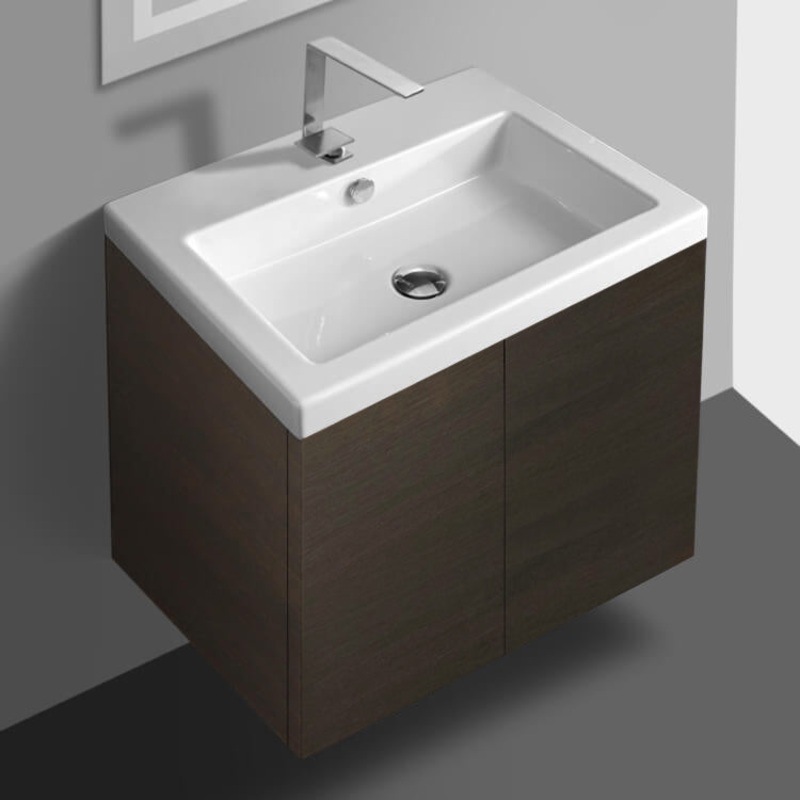 Wenge Vanity Cabinet with Self Rimming Sink and 2 Doors