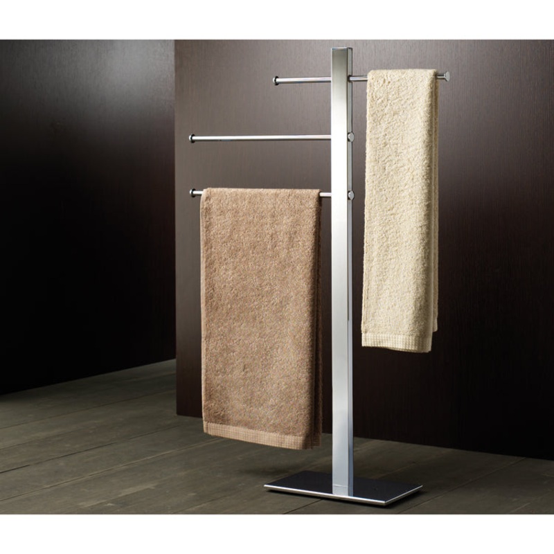 Bridge Square Chromed Brass Towel Stand
