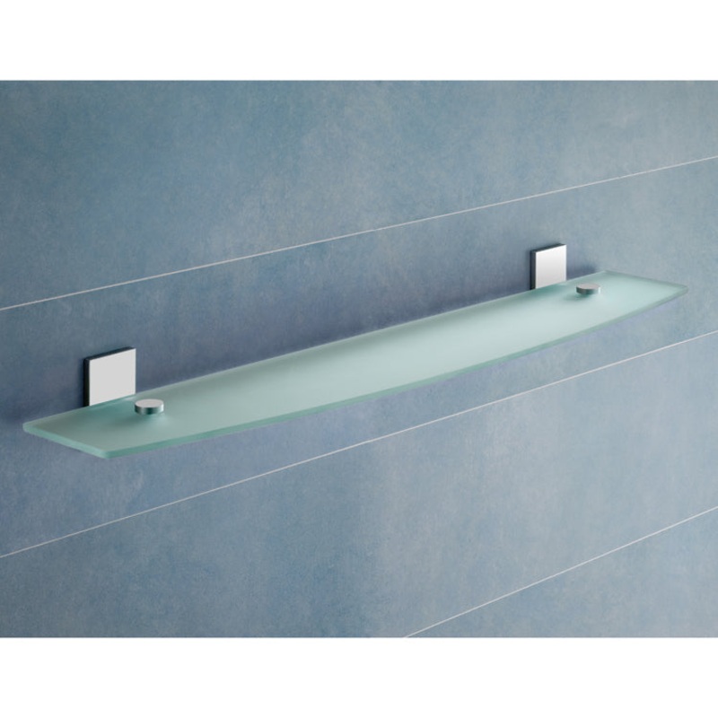 Maine Round Chrome Bathroom Shelf With Frosted Glass