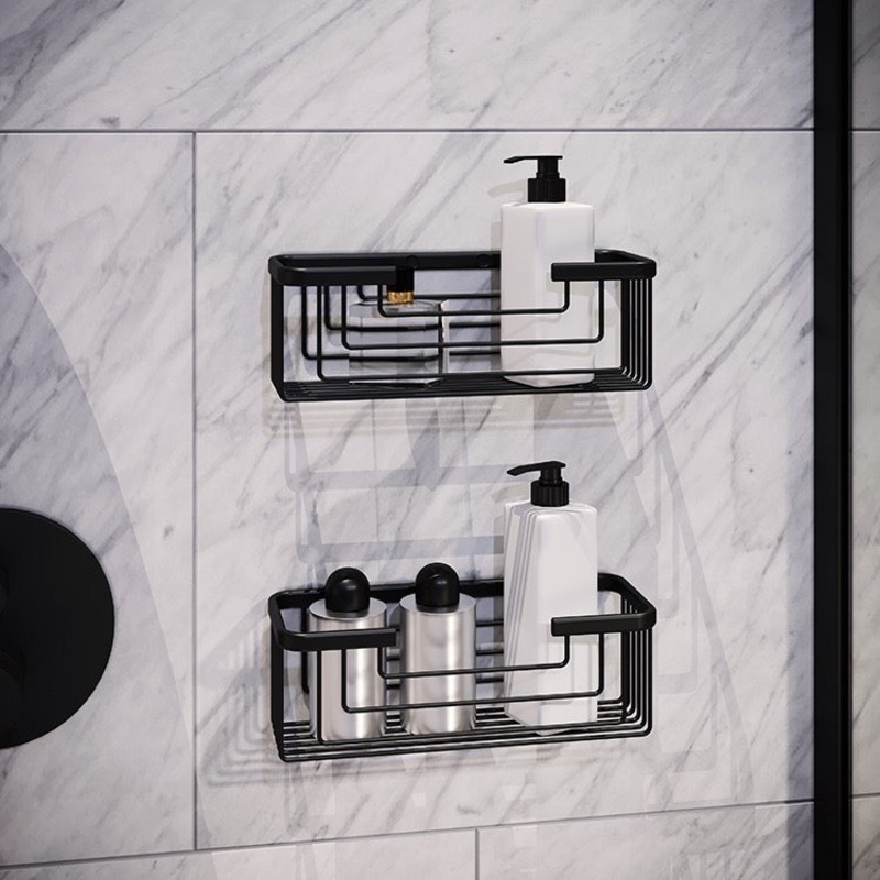 Wire Set of Matte Black Shower Baskets