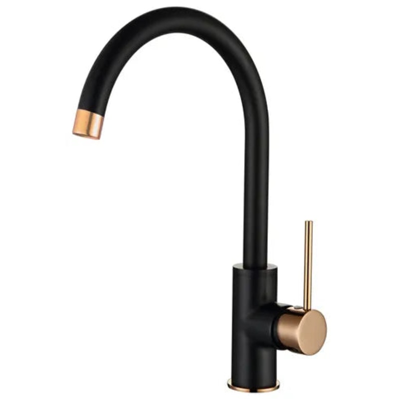 Roul Sink Mixer Matt Black Rose Gold