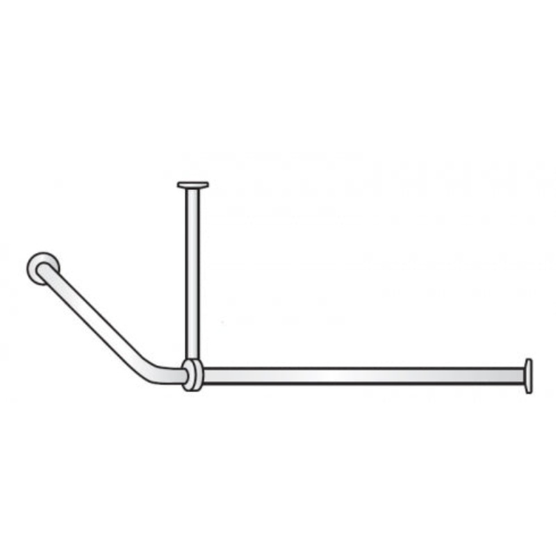 25mm Corner Shower Curtain Rail Concealed Fix 1600 x 1600