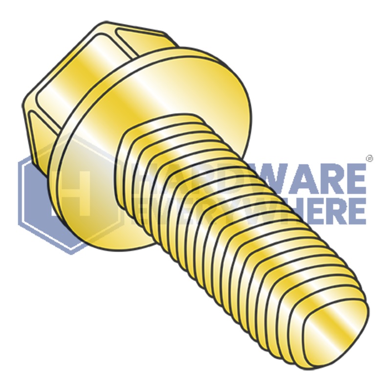 1/4-20 X 5/8 Thread Forming Screws / Unslotted / Hex Washer Head / Steel / Yellow Zinc / Taptite Alternate