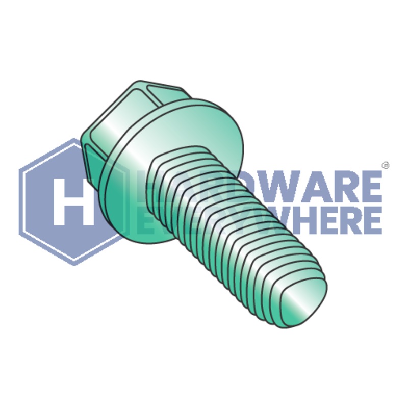 6-32 X 3/8 Thread Forming Screws / Unslotted / Hex Washer Head / Steel / Green Zinc / Taptite Alternate