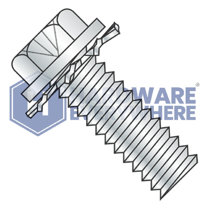 10-32 x 3/8 SEMS SCREWS / Phillips / Hex Washer Head / Steel / Zinc