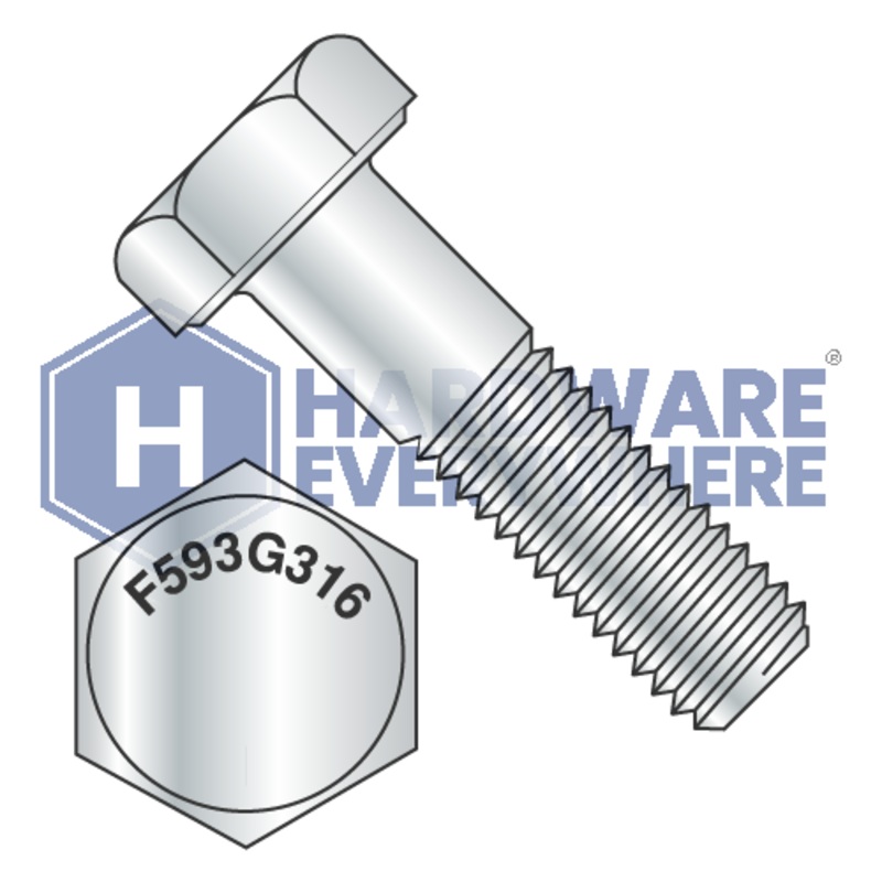 1/2-13 x 1 1/4 HEX CAP SCREWS / 316 Stainless Steel / Plain
