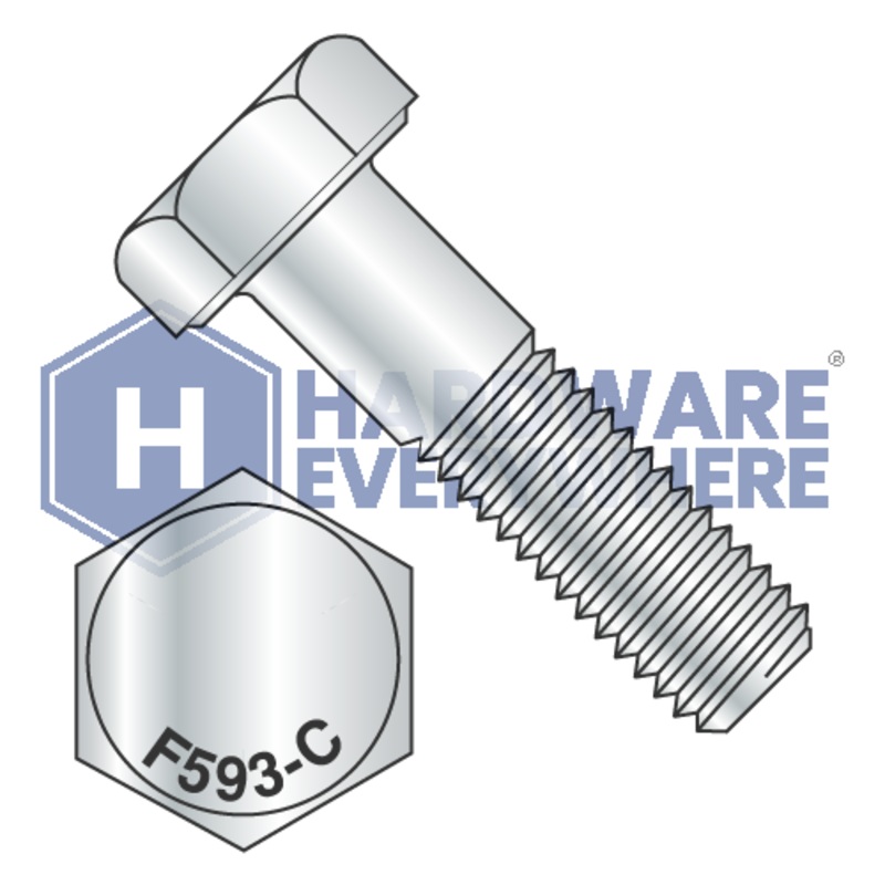7/16-20 x 1 HEX CAP SCREWS / 18-8 Stainless Steel / Plain