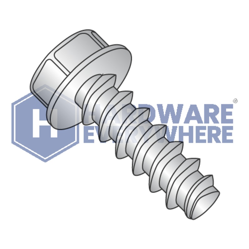 10-14 X 1 Thread Forming Screws / Unslotted / Hex Washer Head / 18-8 Stainless / Plain / Plastite (Blunt Tip) Alternate 48-2