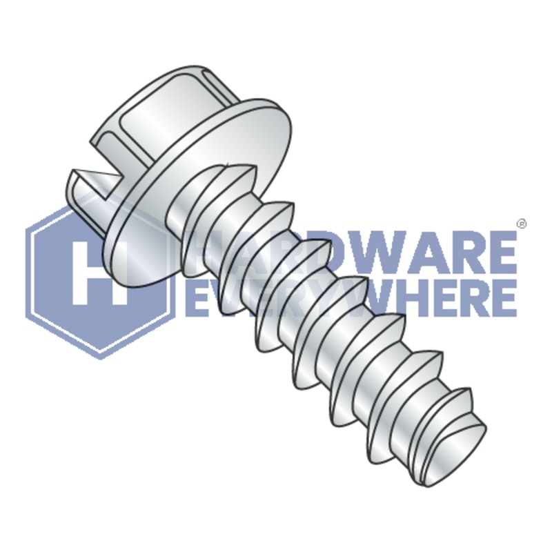 10-14 X 1/2 Thread Forming Screws / Slotted / Hex Washer Head / Steel / Zinc / Plastite (Blunt Tip) Alternate 48-2