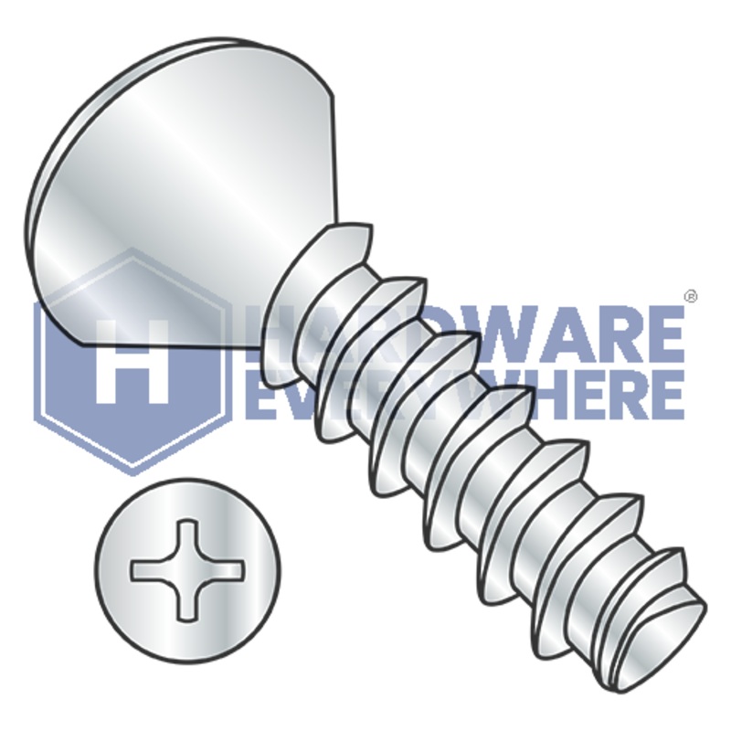 10-14 X 1 Thread Forming Screws / Phillips / Oval Head / Steel / Zinc / Plastite (Blunt Tip) Alternate 48-2