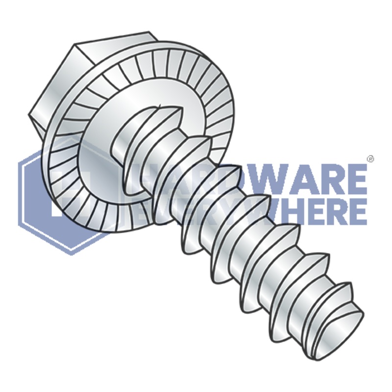 10-14 X 1 Thread Forming Screws / Unslotted / Hex Washer Head / Steel / Zinc / Plastite (Blunt Tip) Alternate 48-2 FUL163378750564