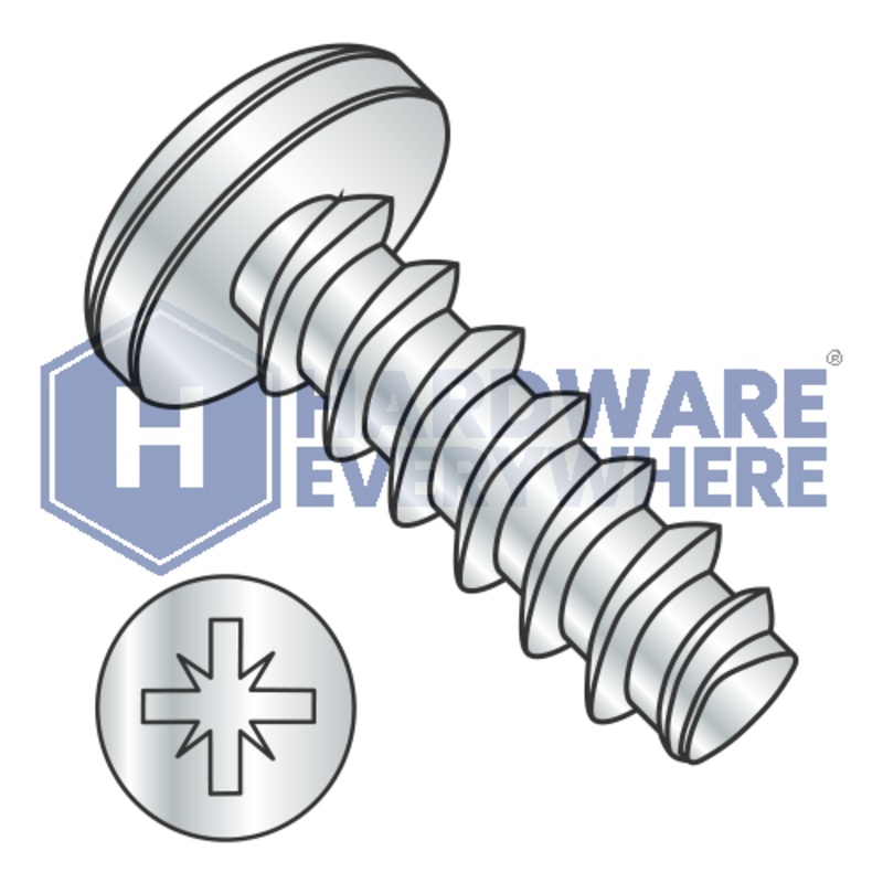 M3 X 10 Thread Forming Screws / Pozi / Pan Head / Steel / Zinc / Plastite (Blunt Tip) Alternate 48-2