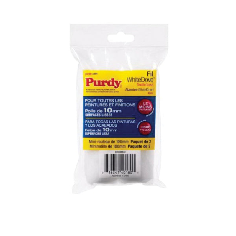 Purdy WhiteDove 140605064 Wire Mini Roller Cover, 6-1/2 in L, 1/2 in Thick Nap, Premium Woven Fabric Cover