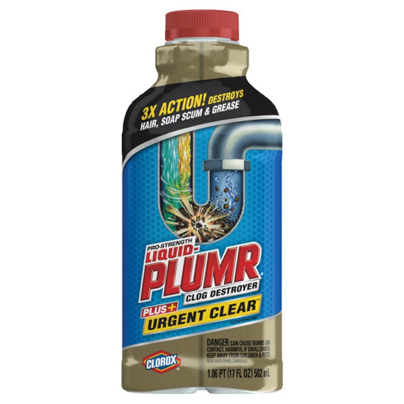 Liquid-Plumr 30548 Clog Destroyer Plus Urgent Clear, 17 oz, Liquid