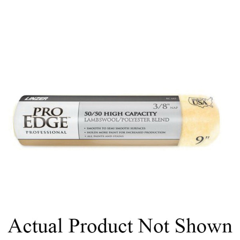 LINZER PRO EDGE RC644-9 Paint Roller Cover, 9 in L, 1/2 in Thick Nap, 50% Lambs Wool, 50% Polyester Cover