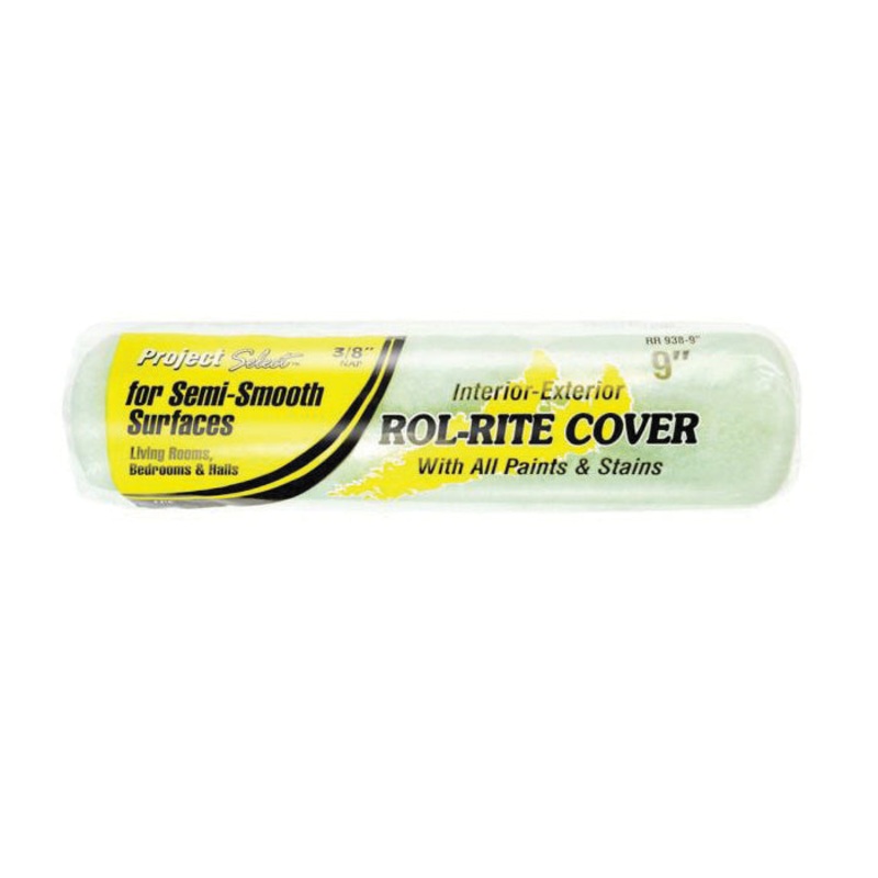LINZER PROJECT SELECT RR938 0900 Paint Roller Cover, 9 in L, 3/8 in Thick Nap, Knitted Fabric Cover