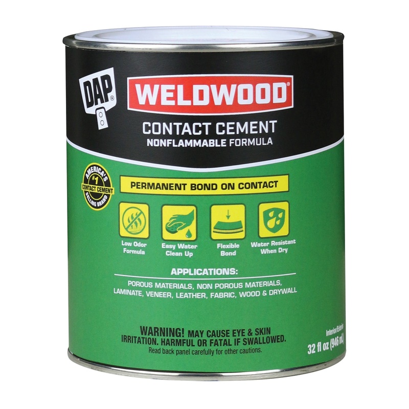 WELDWOOD 25332 Non-Flammable Contact Cement, Natural, 72 hr Curing, 32 fl-oz